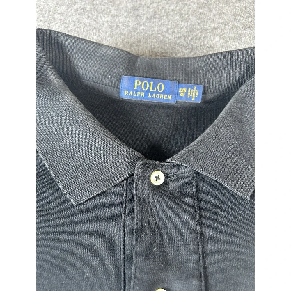 Polo Ralph Lauren Men's Golf Shirt 3XB Big Tall Black White Pony Short Sleeve